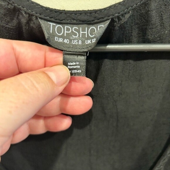 Topshop‎ Black Tank Top US 8 Sleeveless Boho Sheer Back Viscose Whimsigoth - Picture 3 of 4